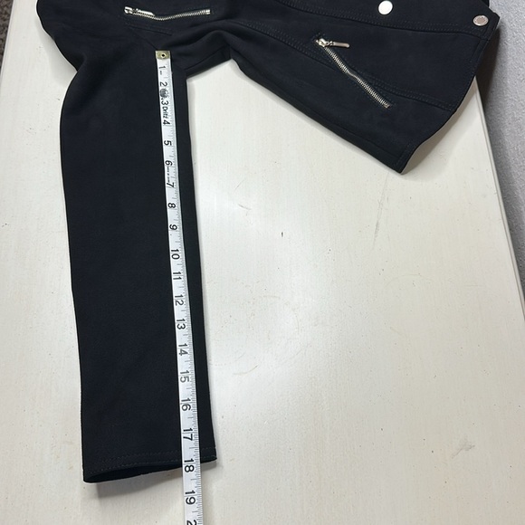 WHBM Faux Suede Vegan Moto Jacket Black with Gold Tone Zippers and Snaps Size 2 - Picture 16 of 16